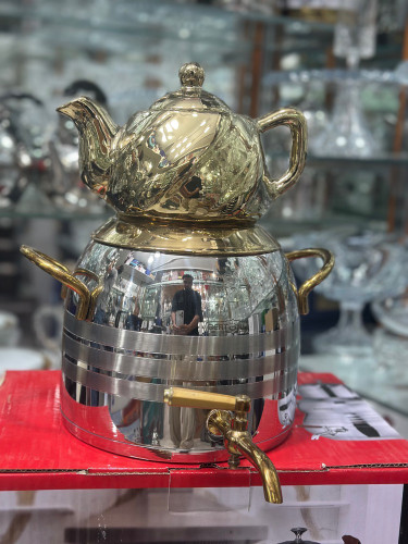 کتری قوری برند راشا مدل نیمه طلایی